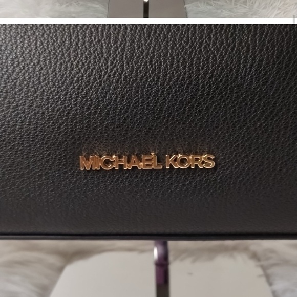 MICHAEL KORS HAMILTON BLACK Pebbled LEATHER MEDIUM SATCHEL SHOULDER BAG - Picture 3 of 5